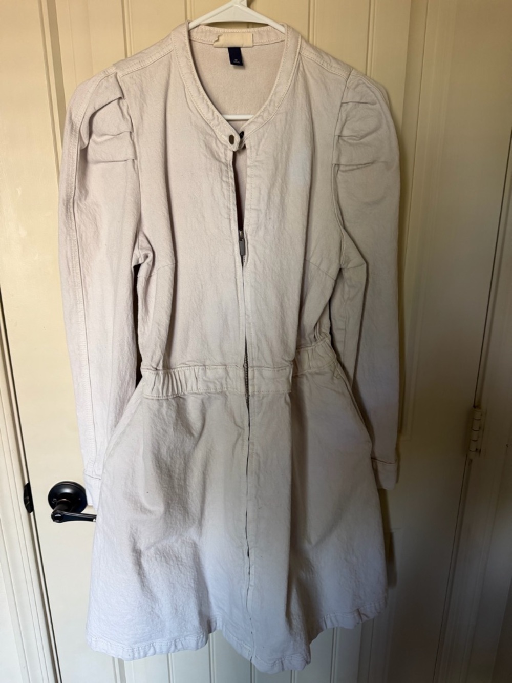Light Cream Long Sleeve Zip Front Dress